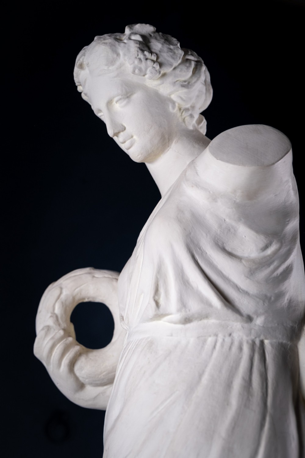 Large Plaster Composition Of A Classical Maiden With Plinth, c.1900 View IX