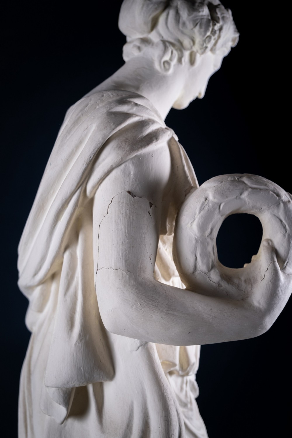 Large Plaster Composition Of A Classical Maiden With Plinth, c.1900 View XI