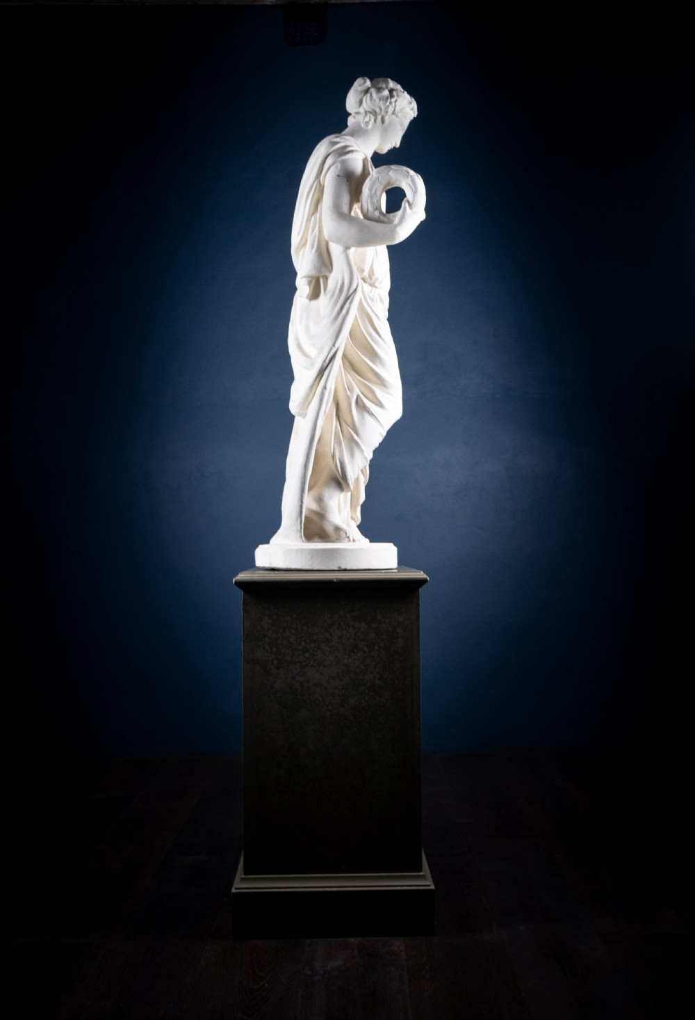 Large Plaster Composition Of A Classical Maiden With Plinth, c.1900 View XVI