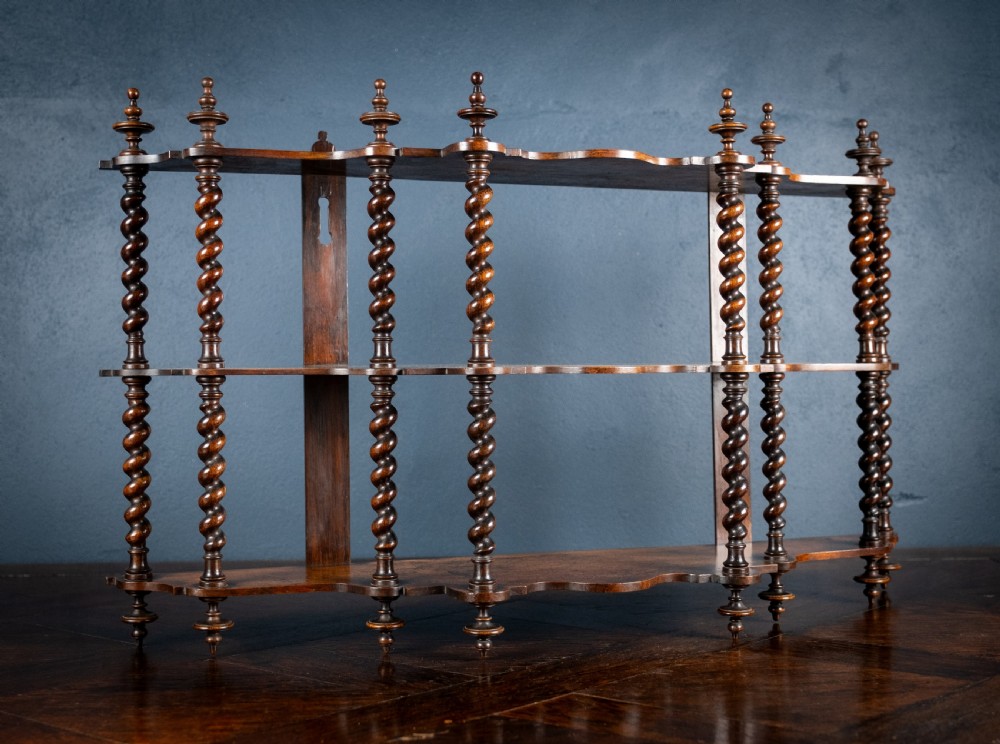 19th Century Walnut Barley Twist Wall Shelf View II