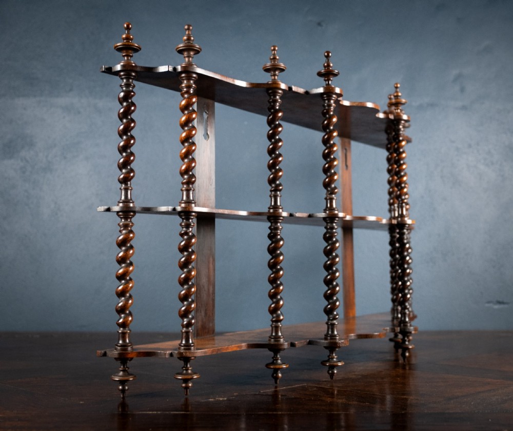 19th Century Walnut Barley Twist Wall Shelf View III