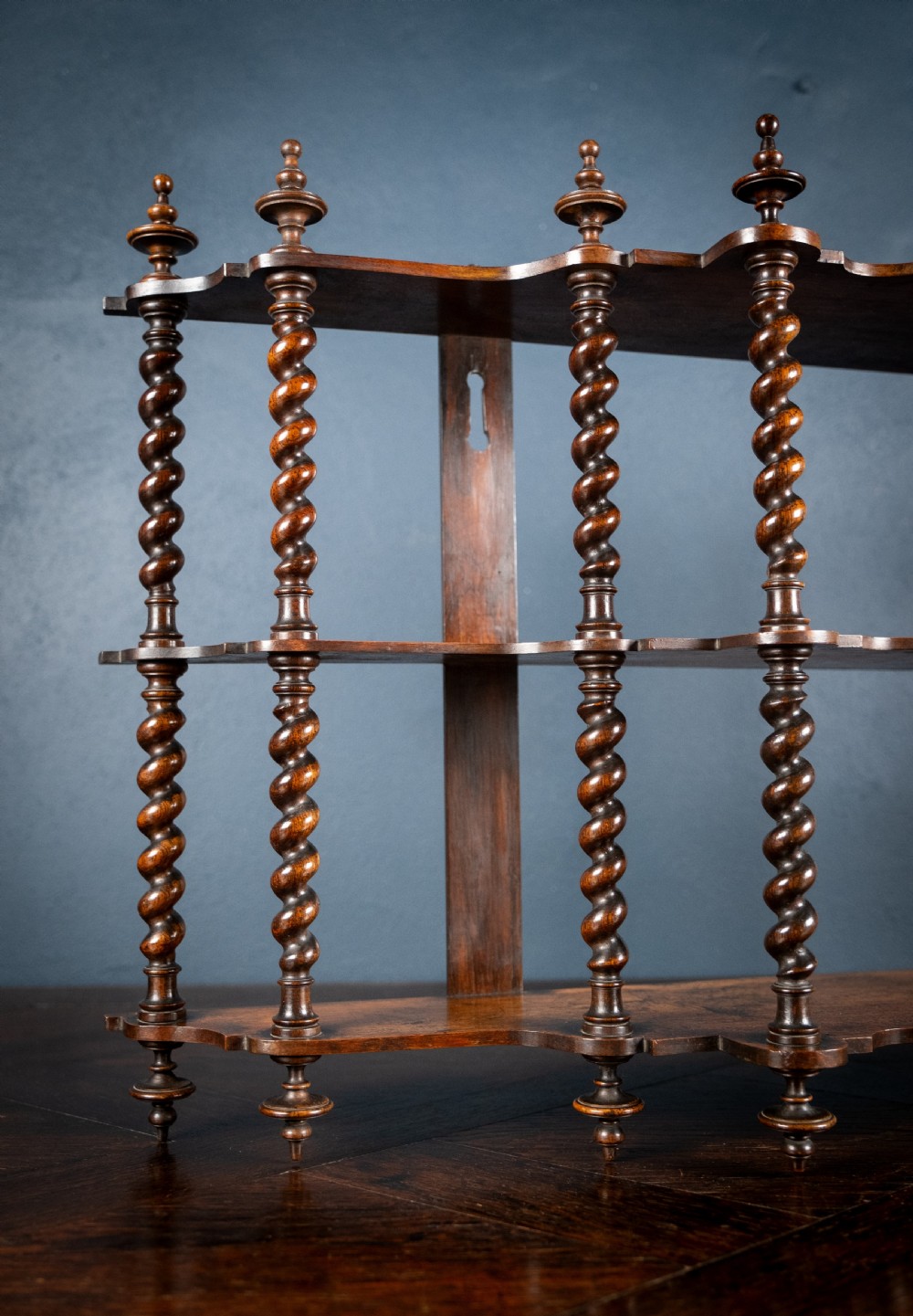 19th Century Walnut Barley Twist Wall Shelf View IV