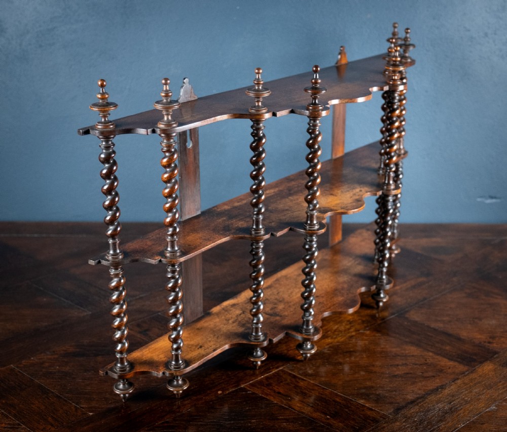 19th Century Walnut Barley Twist Wall Shelf View V
