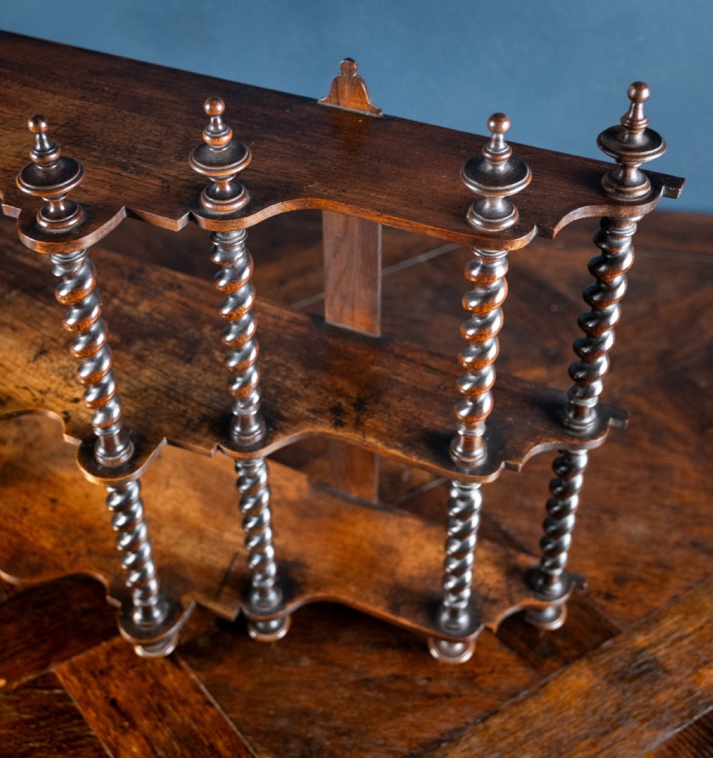 19th Century Walnut Barley Twist Wall Shelf View XI