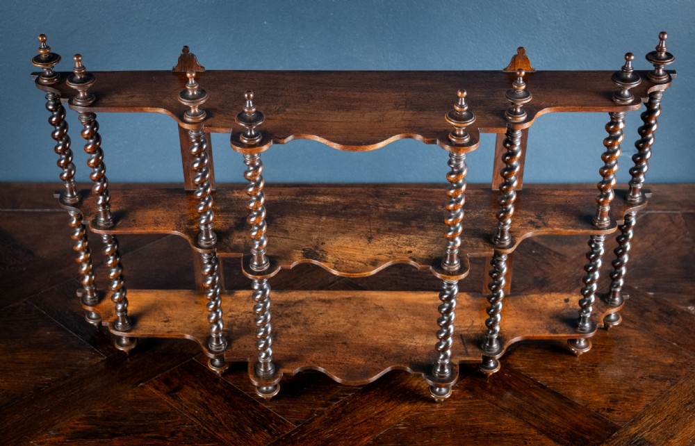 19th Century Walnut Barley Twist Wall Shelf View XII