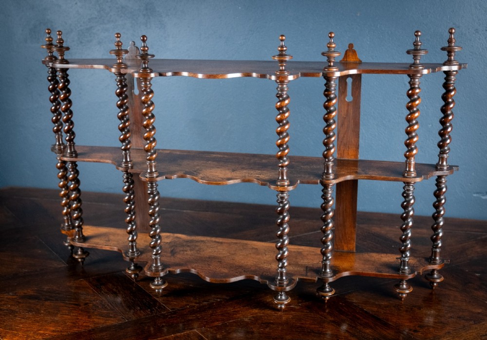 19th Century Walnut Barley Twist Wall Shelf View XV