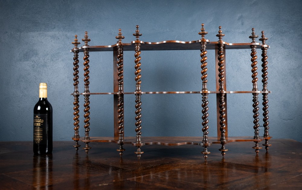 19th Century Walnut Barley Twist Wall Shelf View XIX