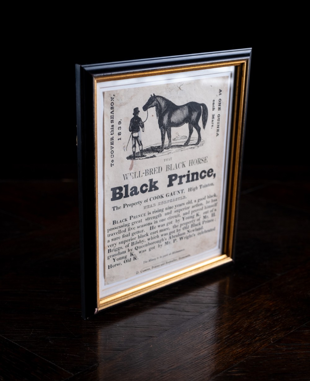 'Black Prince' Horse Advertisement, dated 1839 (Lincolnshire) View IV