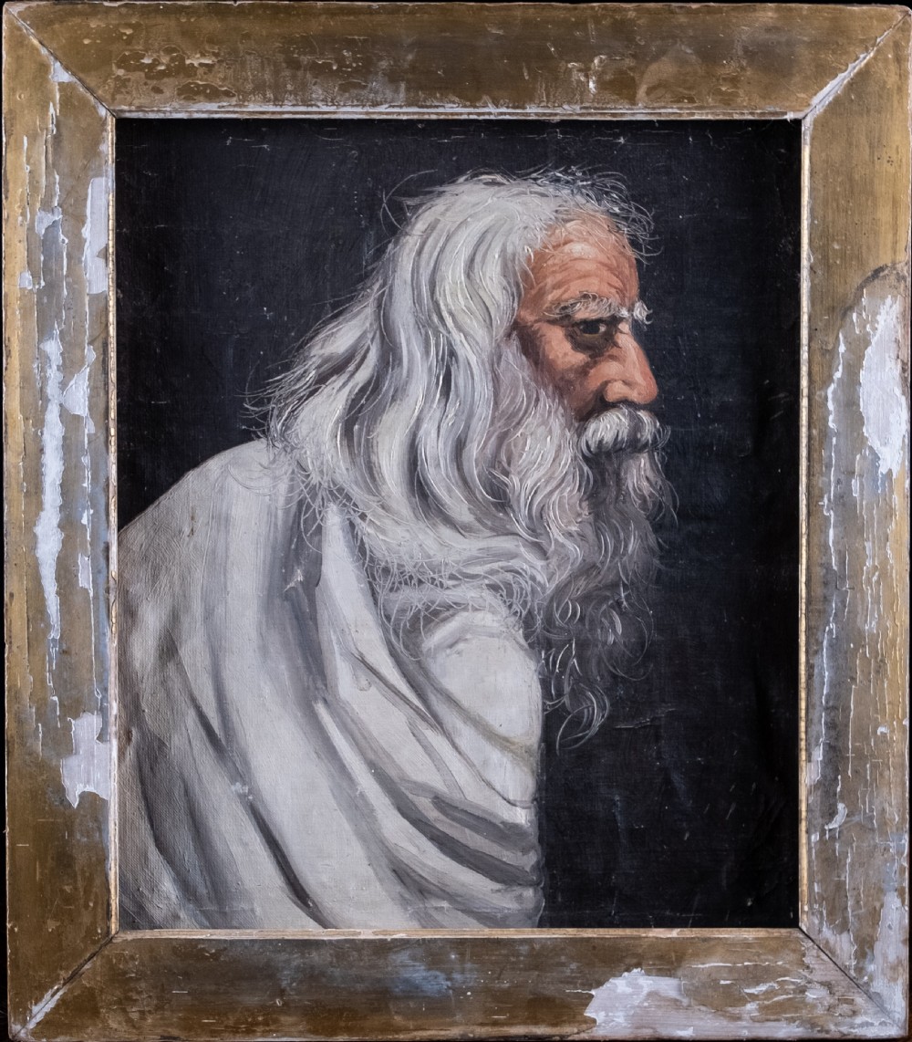 Portrait Of A Wisened Sage. Oil On Canvas.