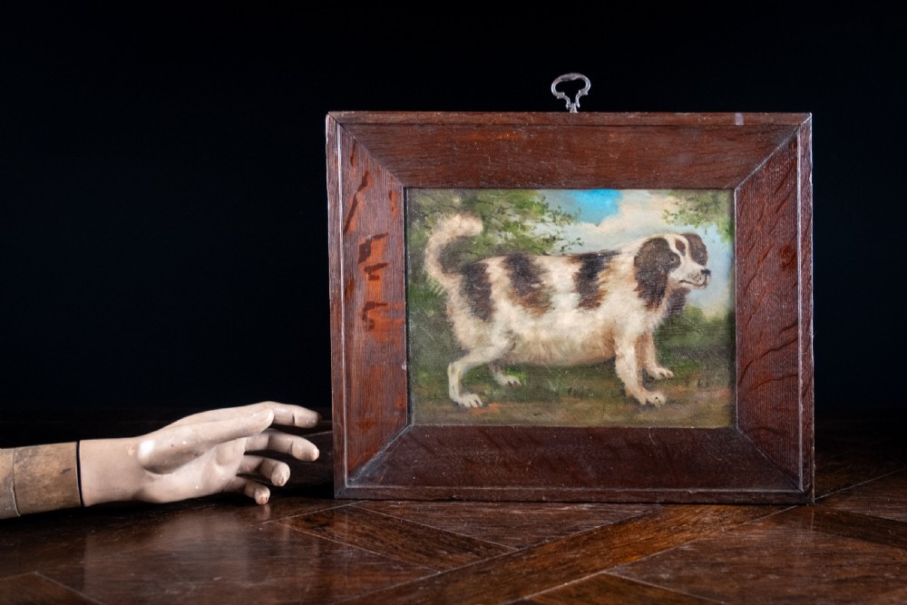 Folk Art Portrait Of A Spaniel. Oil On Board. View VI