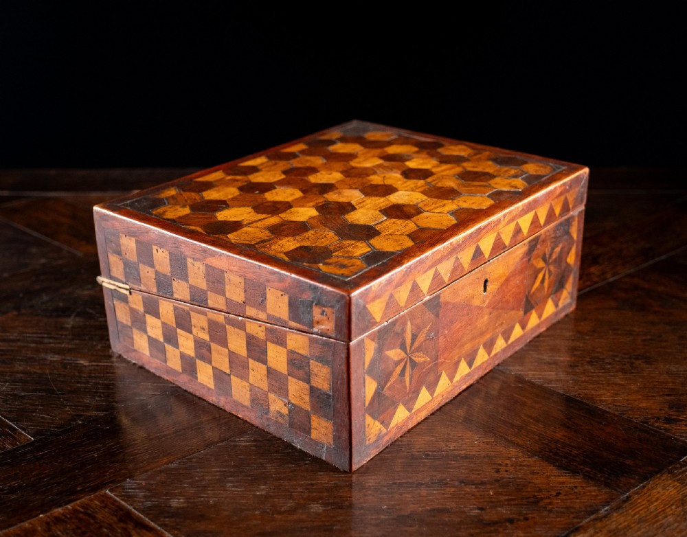 19th Century Primitive Parquetry Writing Slope