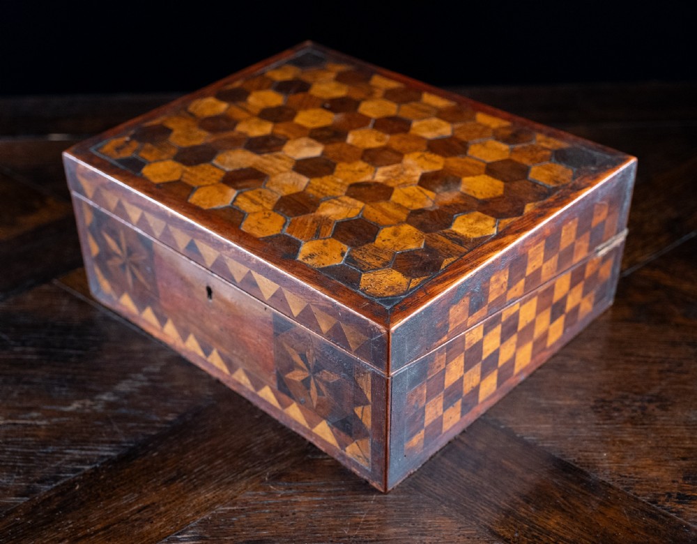19th Century Primitive Parquetry Writing Slope View IV