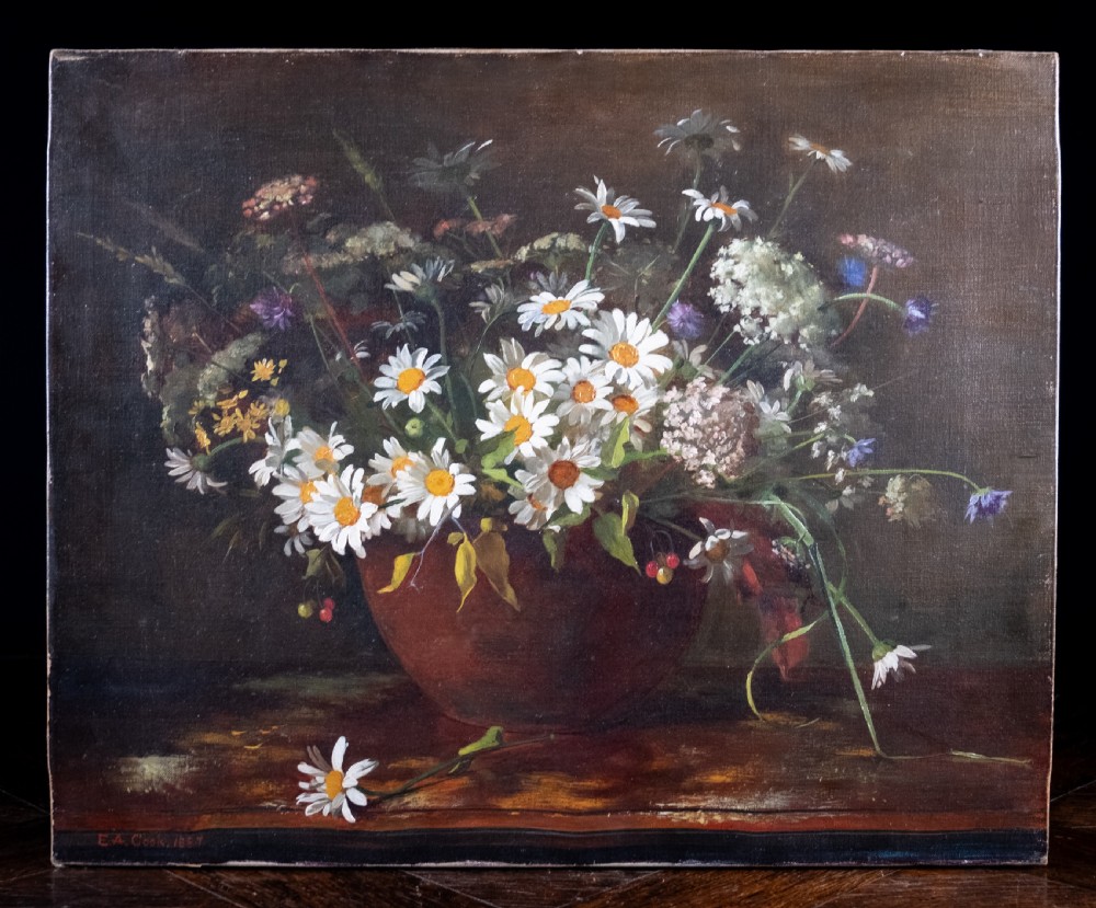 E.A. Cook (fl.1887) - Still Life Of Flowers. Oil On Canvas. 