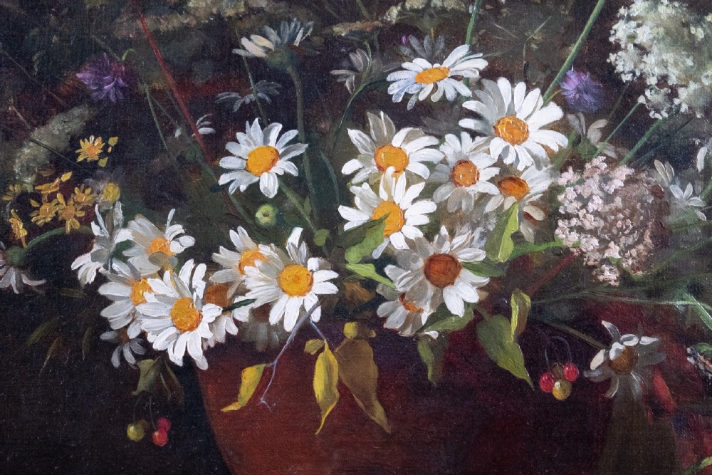 E.A. Cook (fl.1887) - Still Life Of Flowers. Oil On Canvas.  View II