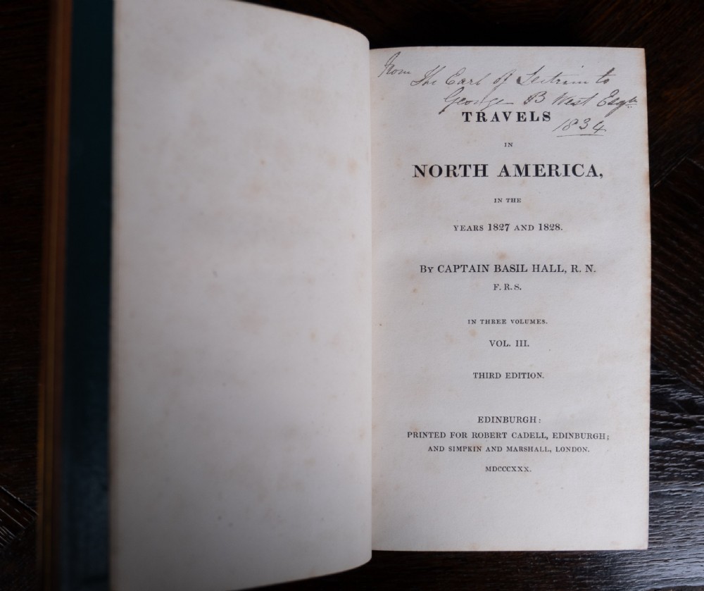 1830 Travels In North America by Captain Basil Hall (with Irish History interest). Book Set. View XI