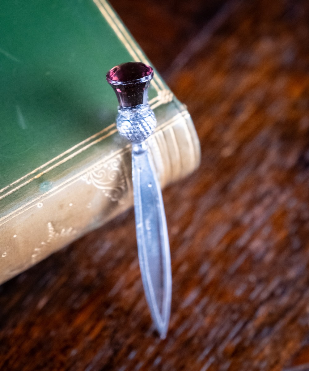 Silver & Amethyst Paste Stone Thistle Bookmark by Crisford & Norris, c.1910 View II