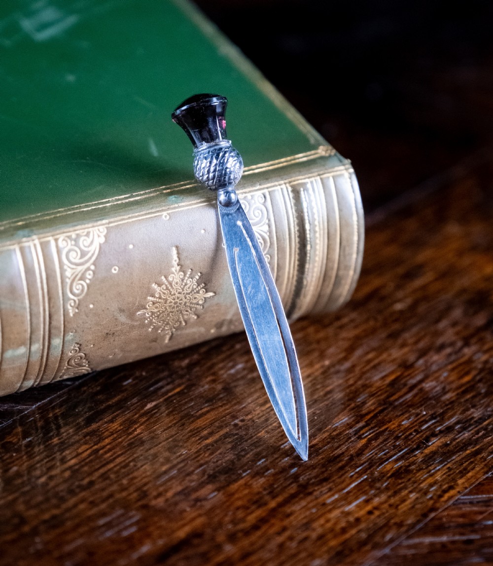 Silver & Amethyst Paste Stone Thistle Bookmark by Crisford & Norris, c.1910 View VI