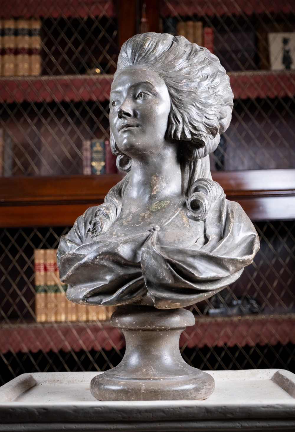 Plaster Bust Of Princess De Lambelle After Augustin Pajou (French, 1730-1809) View II