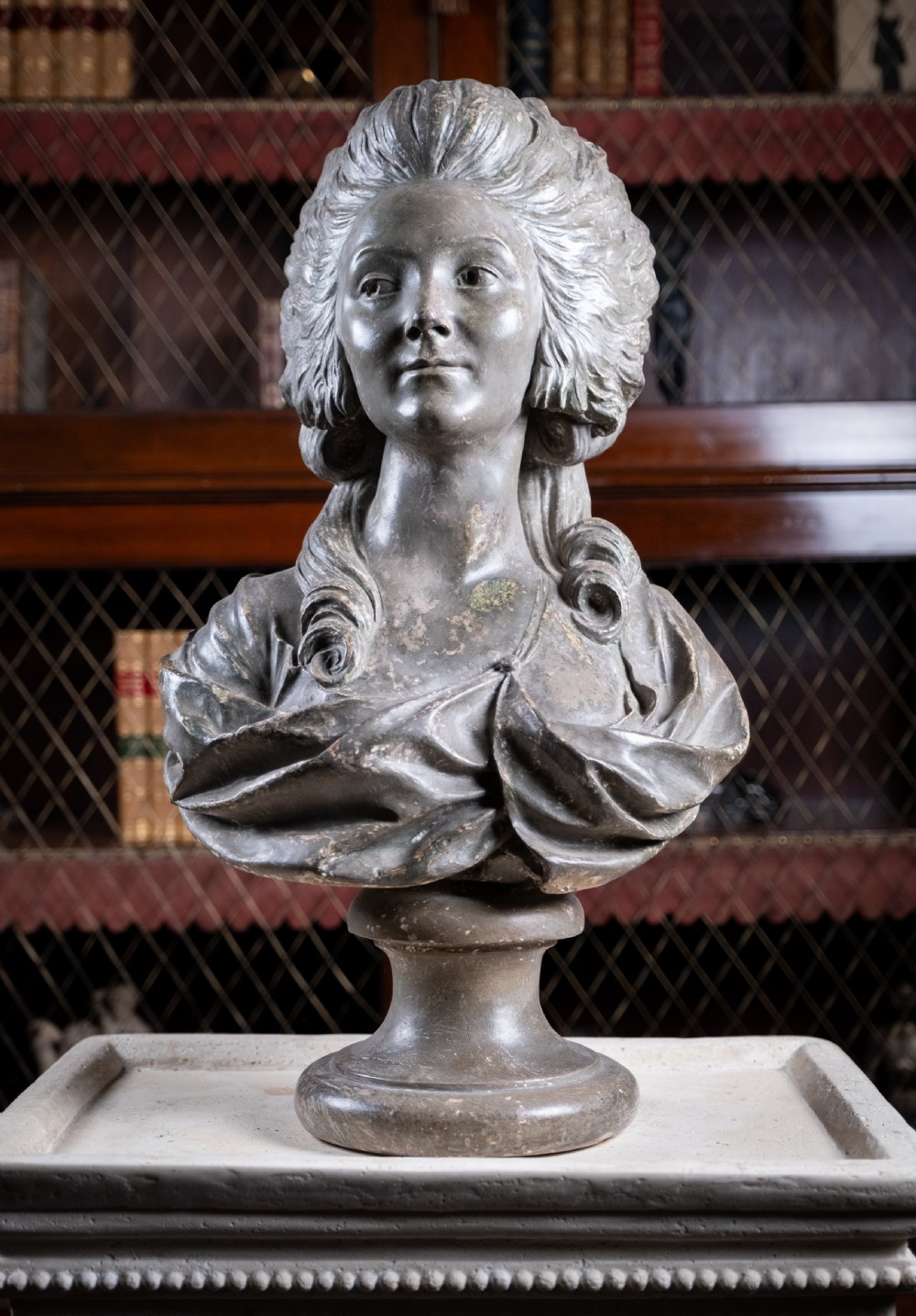Plaster Bust Of Princess De Lambelle After Augustin Pajou (French, 1730-1809) View IV