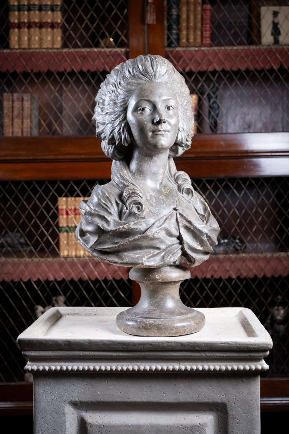Plaster Bust Of Princess De Lambelle After Augustin Pajou (French, 1730-1809) View VII