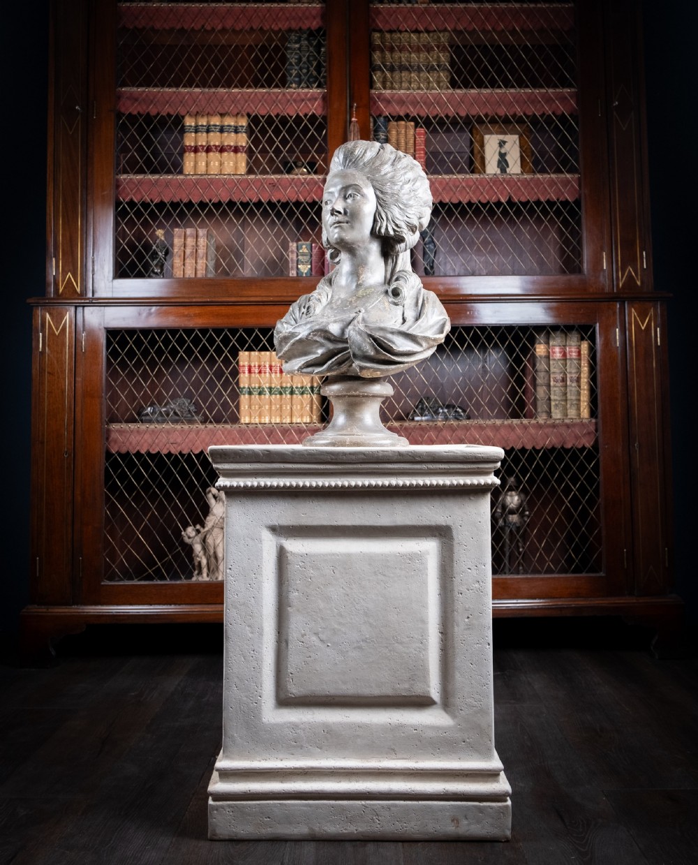 Plaster Bust Of Princess De Lambelle After Augustin Pajou (French, 1730-1809) View XII