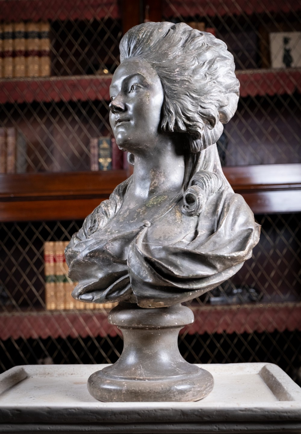 Plaster Bust Of Princess De Lambelle After Augustin Pajou (French, 1730-1809) View XV