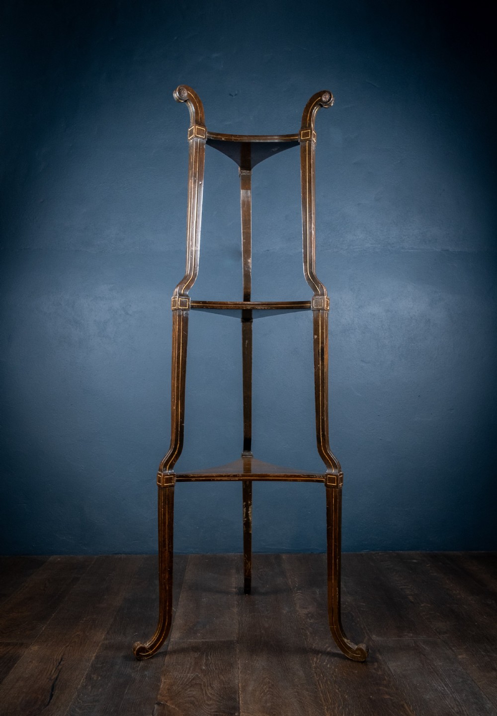 Regency Ebonised and Parcel Gilt Tri-Form Etagere