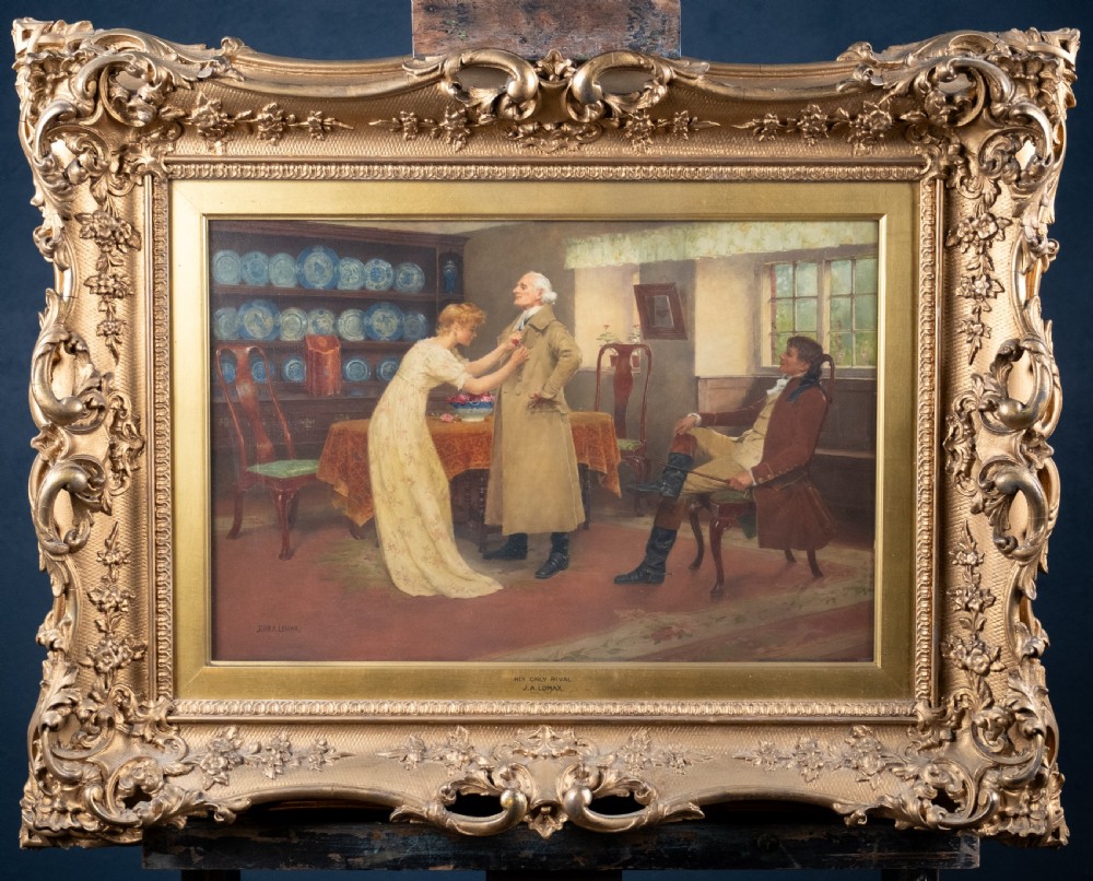 John Arthur Lomax (1857-1923) - 'His Only Rival'. Oil on Board.