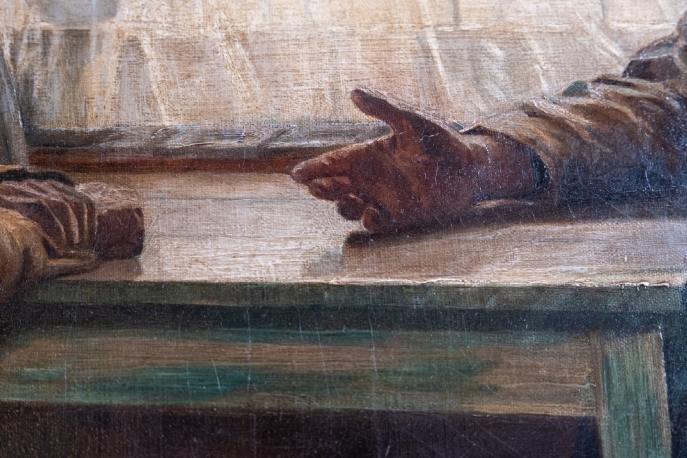 George Beaumont (fl.1891) - 'Bad News'. Newlyn School. Oil on Canvas. View IV