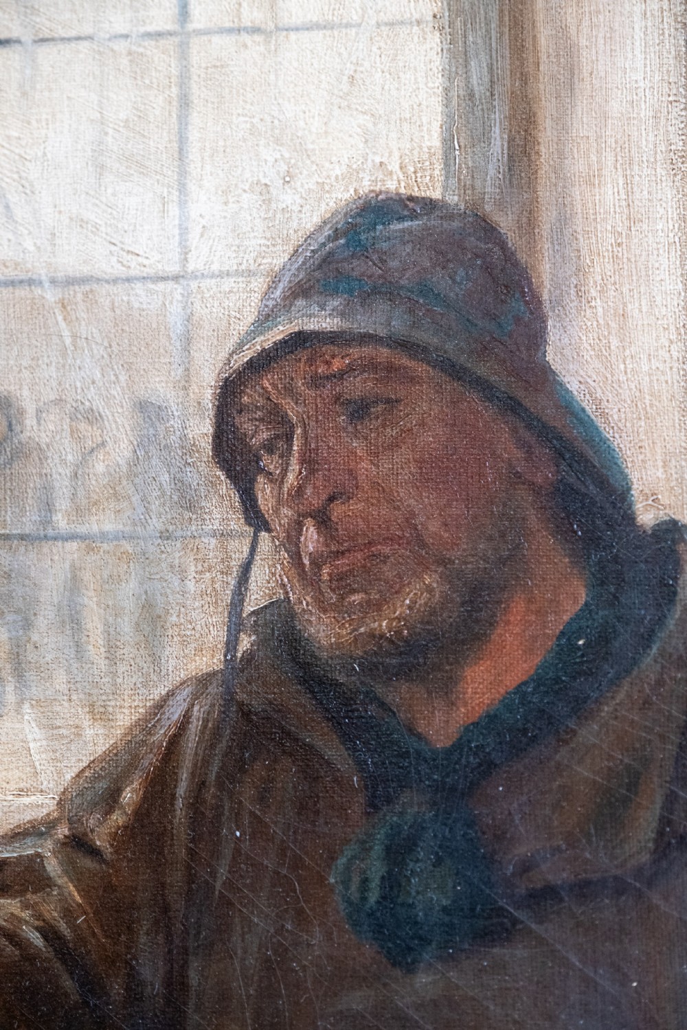 George Beaumont (fl.1891) - 'Bad News'. Newlyn School. Oil on Canvas. View V