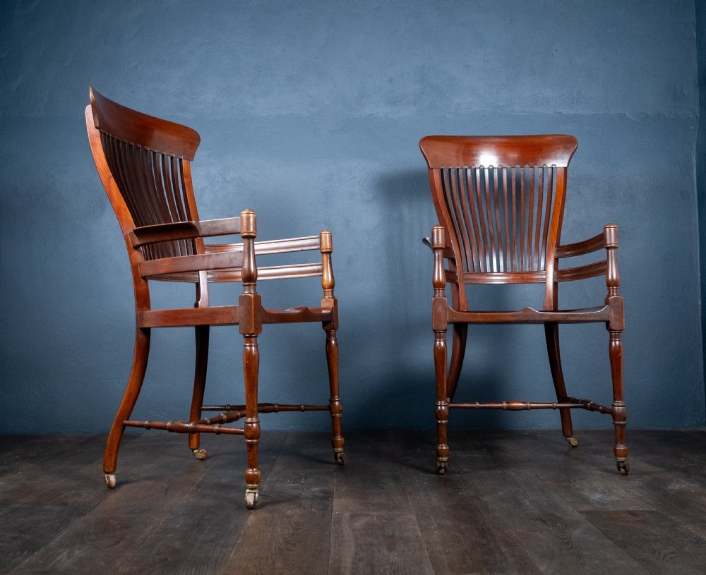 Pair of Mahogany Arm Chairs In Manner Of E. W. Godwin (1833-64) View IV