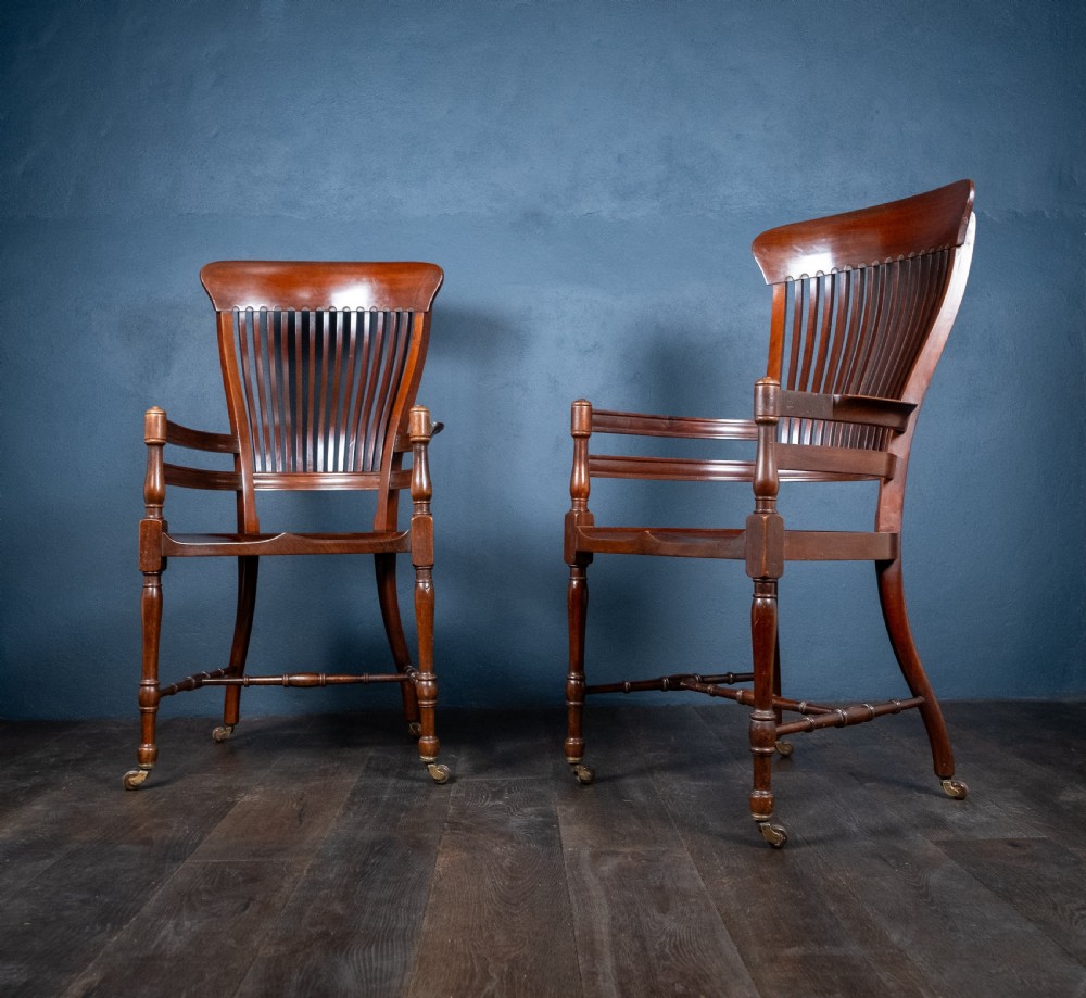 Pair of Mahogany Arm Chairs In Manner Of E. W. Godwin (1833-64)