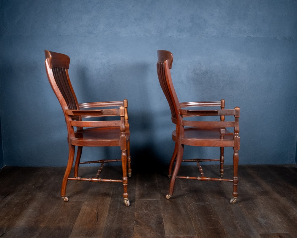 Pair of Mahogany Arm Chairs In Manner Of E. W. Godwin (1833-64) View VI