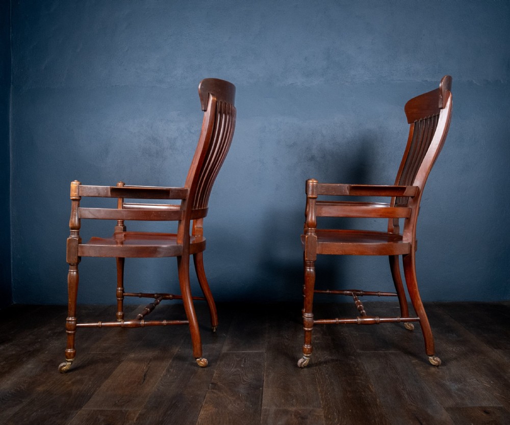 Pair of Mahogany Arm Chairs In Manner Of E. W. Godwin (1833-64) View X