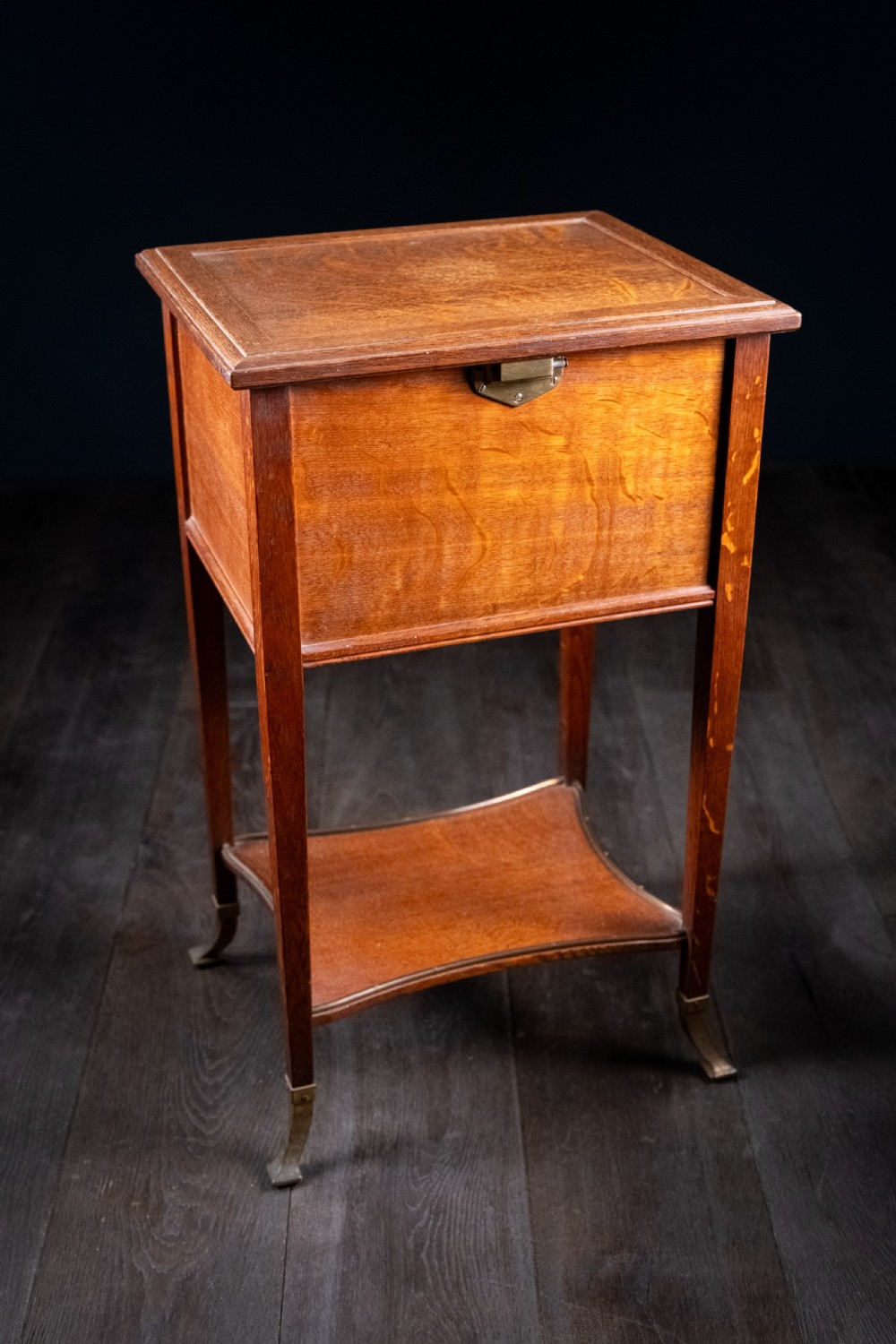 Arts & Crafts Oak Brass Work Table