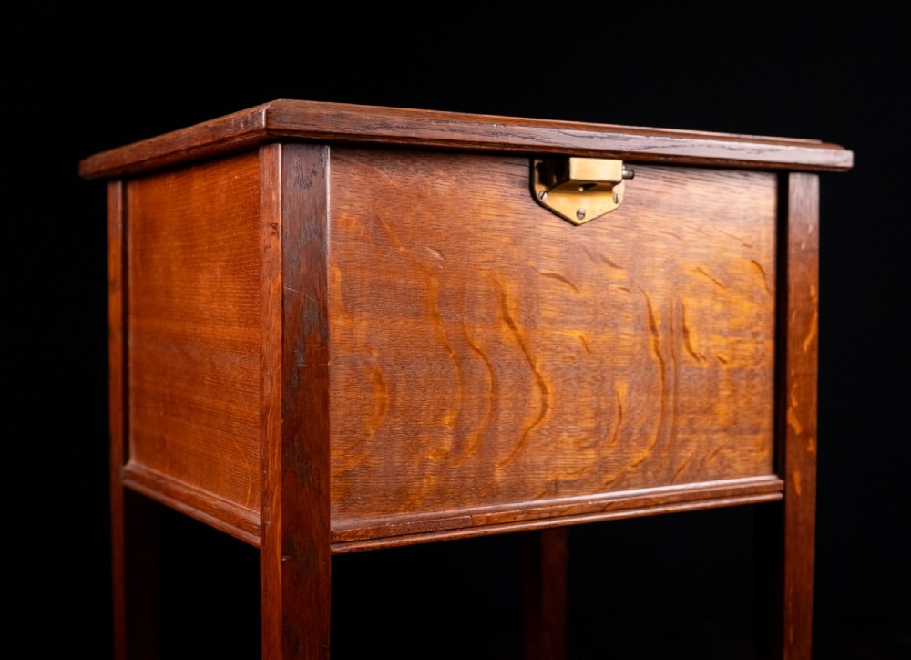 Arts & Crafts Oak Brass Work Table View II