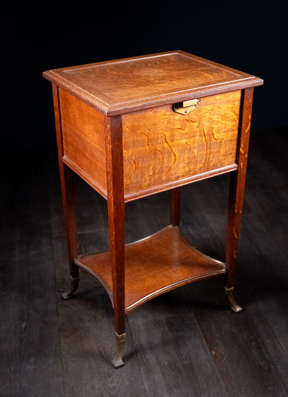 Arts & Crafts Oak Brass Work Table View III