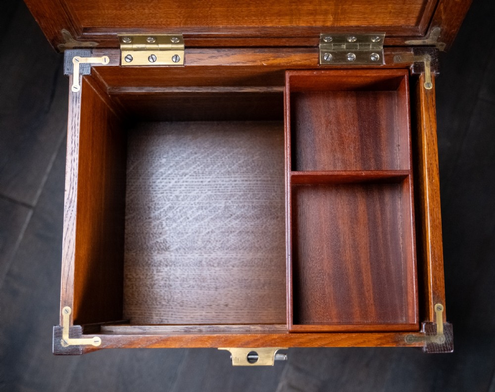 Arts & Crafts Oak Brass Work Table View VII