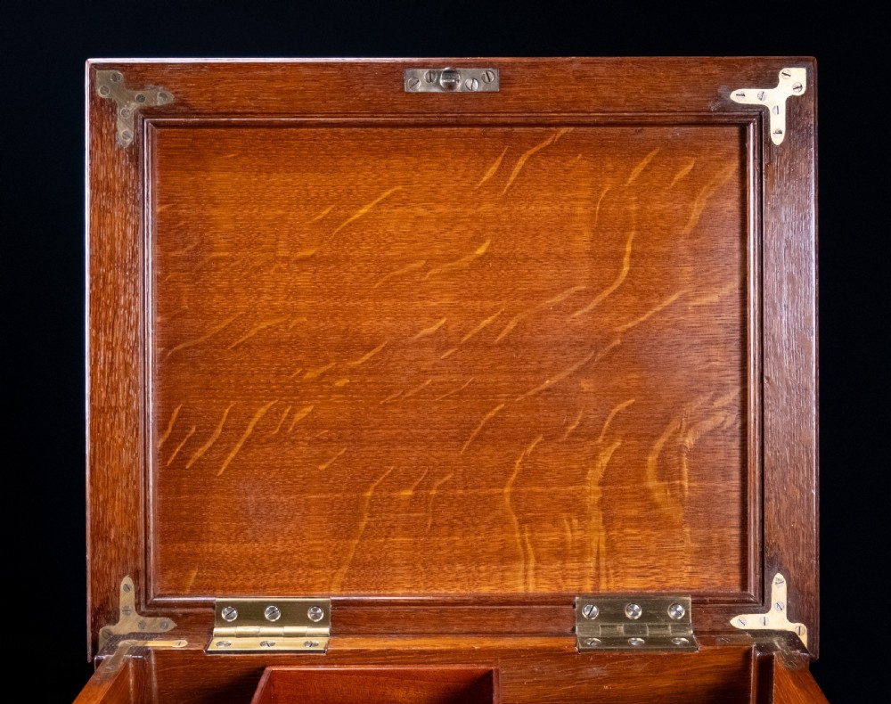 Arts & Crafts Oak Brass Work Table View IX