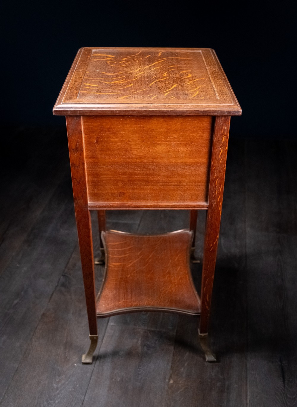 Arts & Crafts Oak Brass Work Table View X