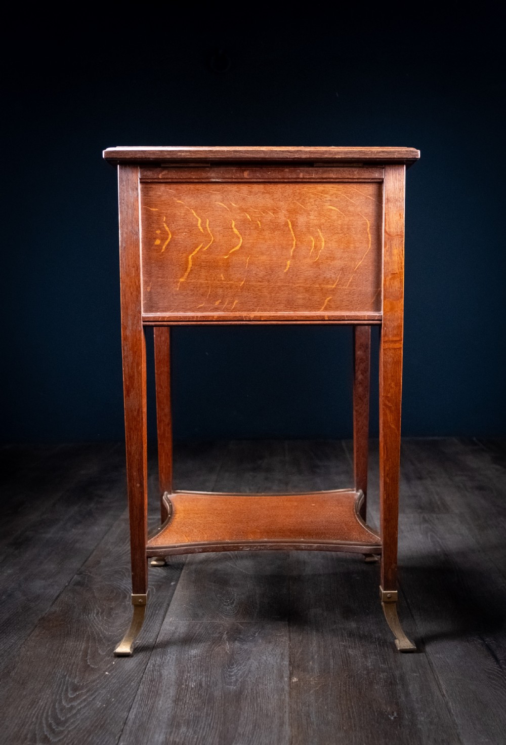 Arts & Crafts Oak Brass Work Table View XI