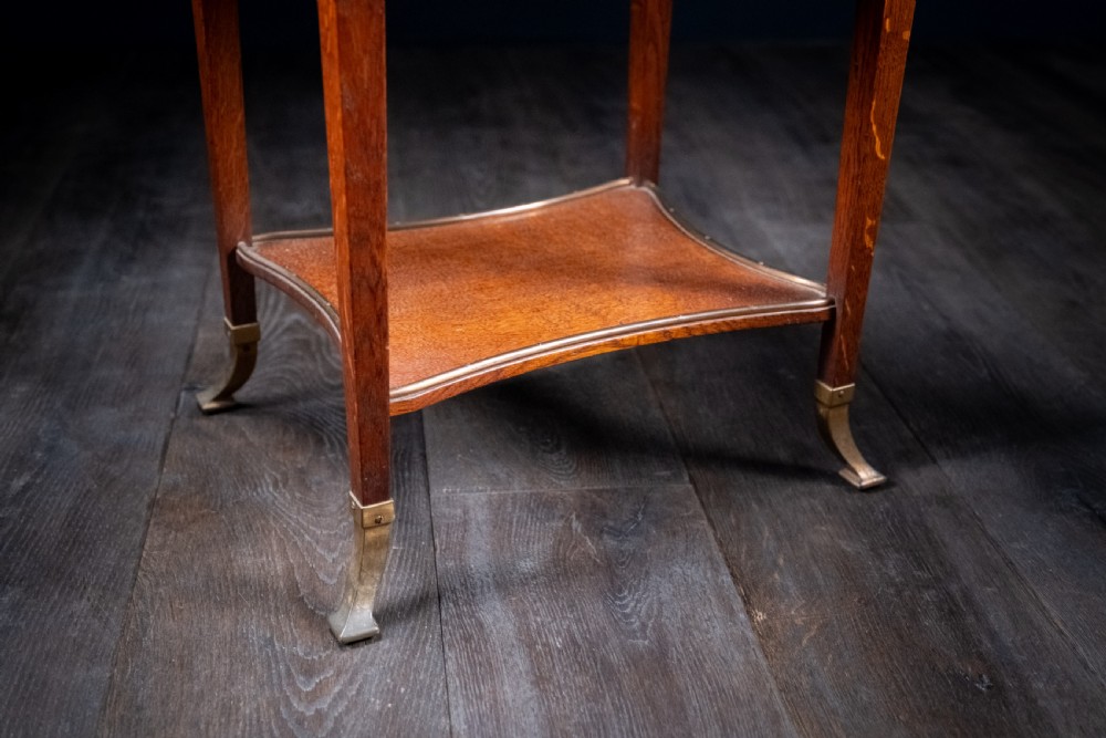 Arts & Crafts Oak Brass Work Table View XII