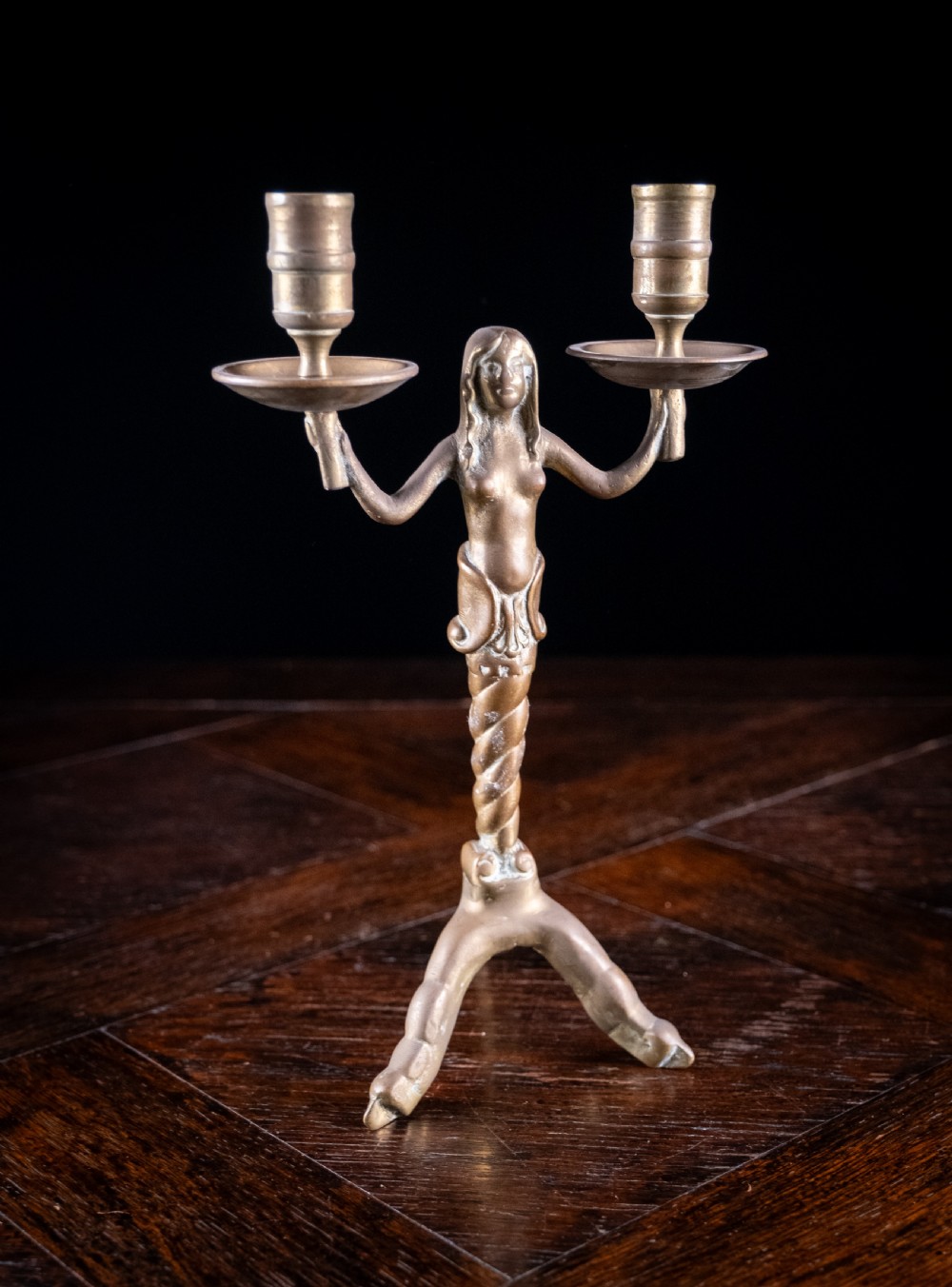 19th Century Bronze Mermaid Candle Holder View II