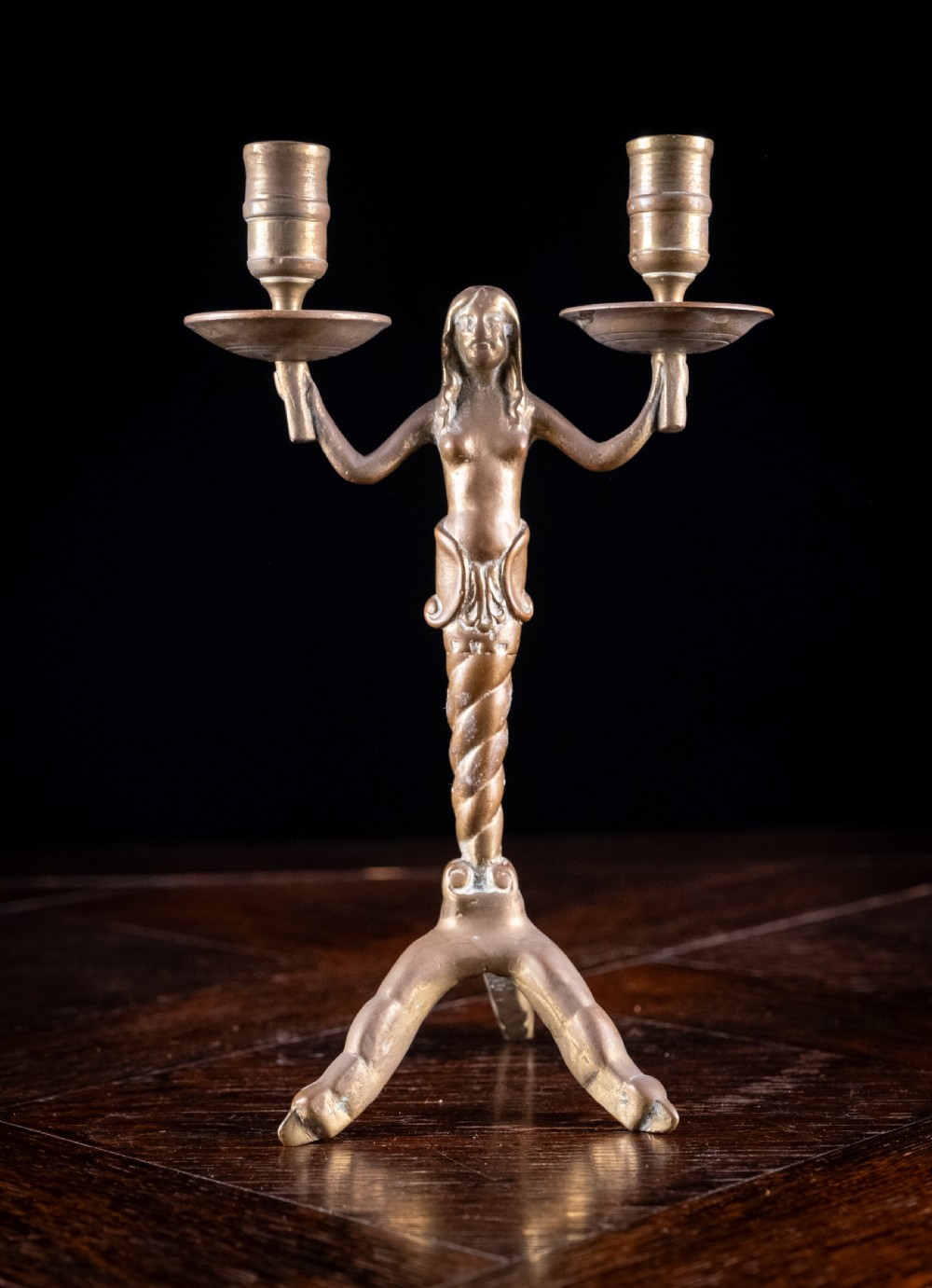 19th Century Bronze Mermaid Candle Holder