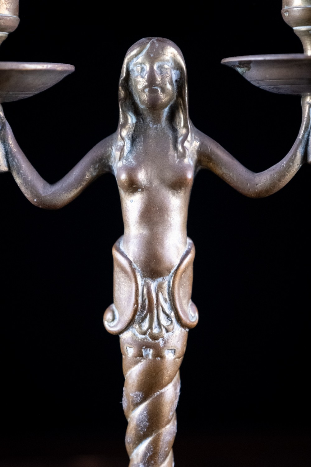 19th Century Bronze Mermaid Candle Holder View III