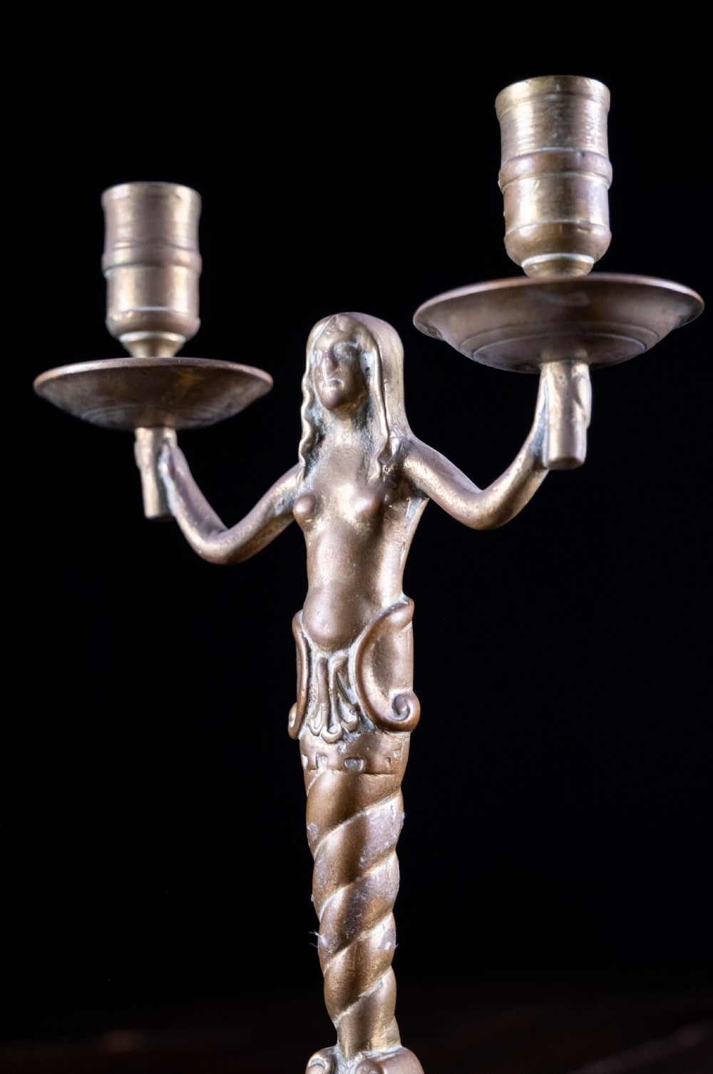 19th Century Bronze Mermaid Candle Holder View IV