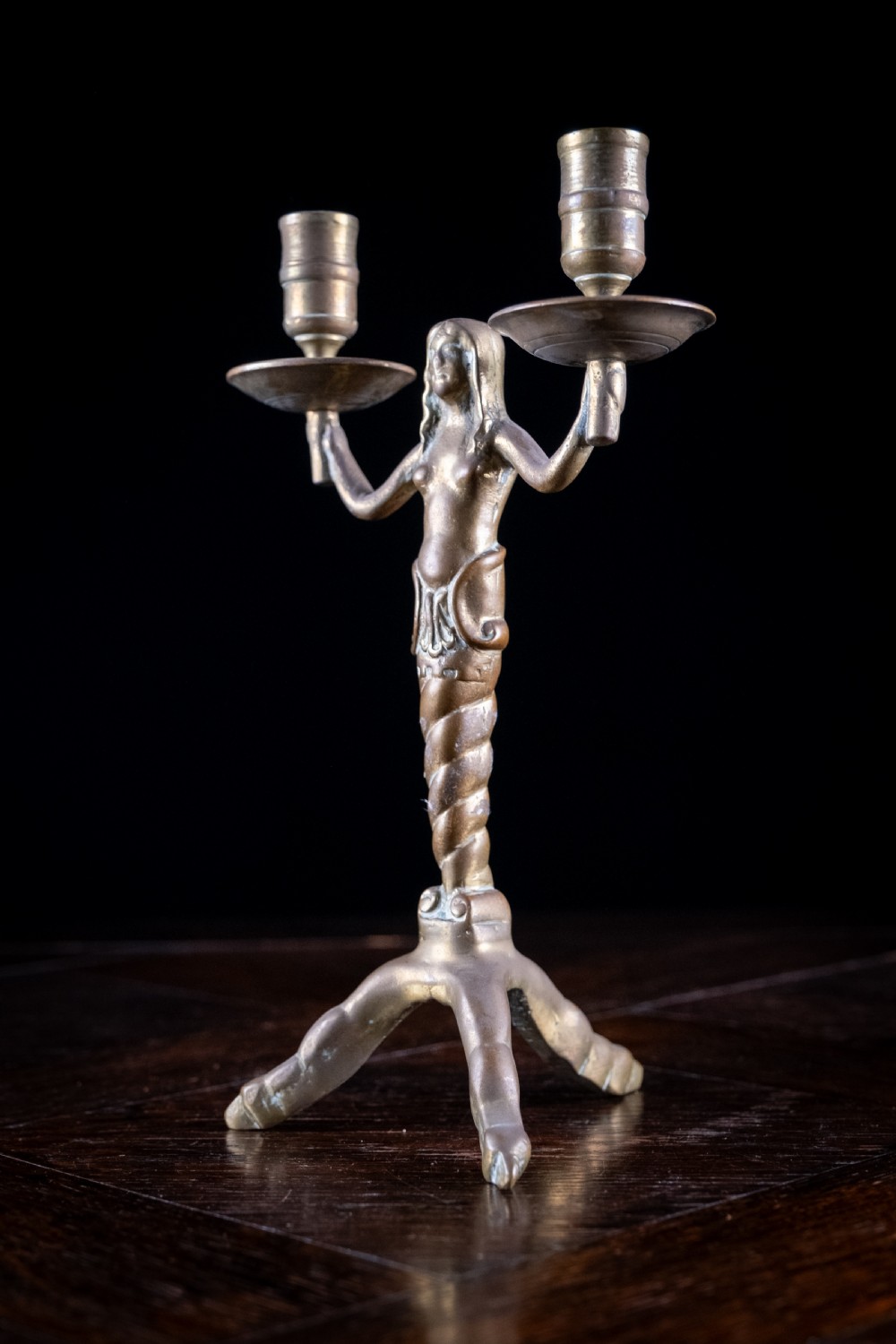 19th Century Bronze Mermaid Candle Holder View V