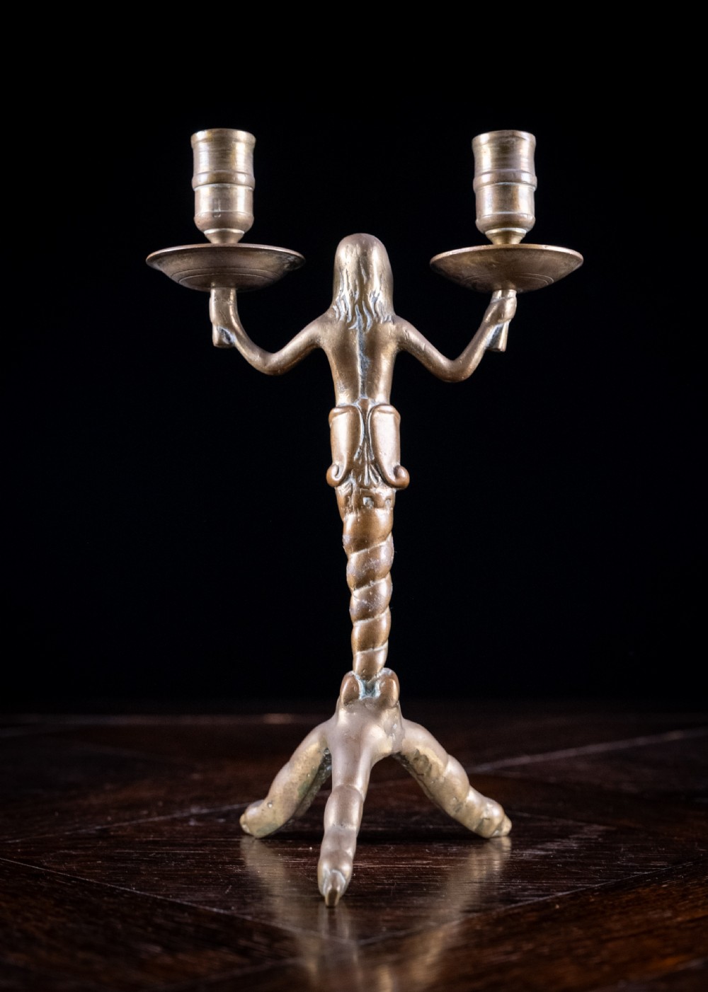 19th Century Bronze Mermaid Candle Holder View VI