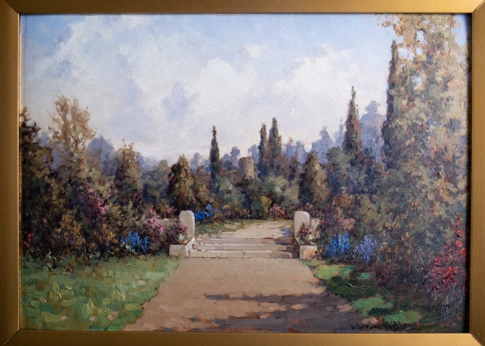 James Jerome Miller (fl.1875-1900) - Pair Of Country Gardens. Oil Paintings. View III