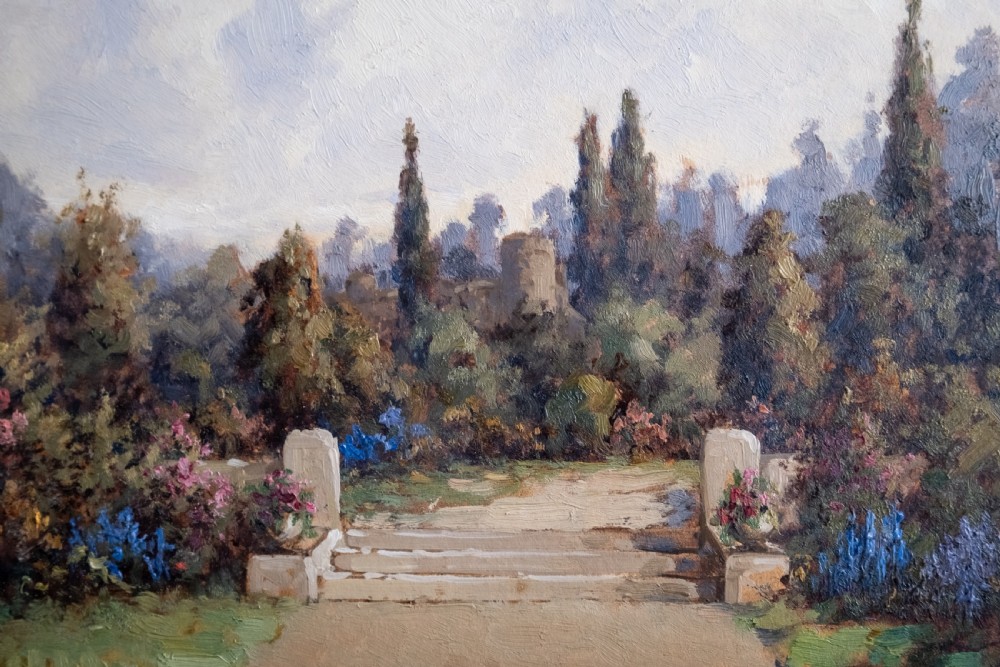 James Jerome Miller (fl.1875-1900) - Pair Of Country Gardens. Oil Paintings. View IV